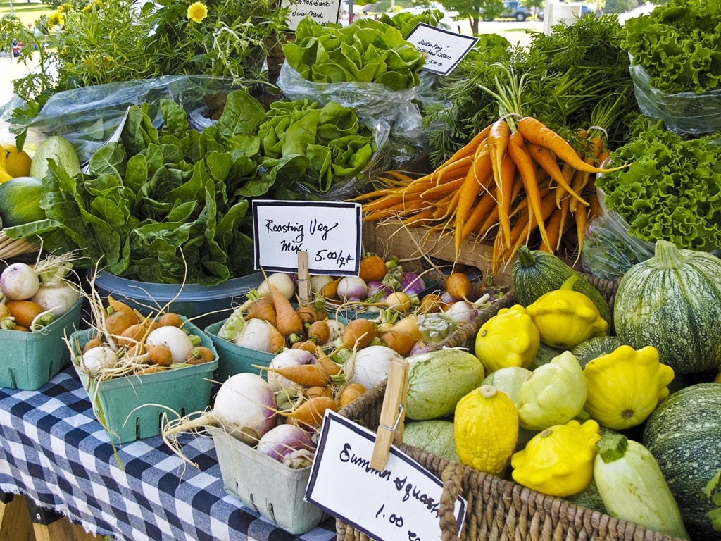 Fresh vegetables at a local farmers market